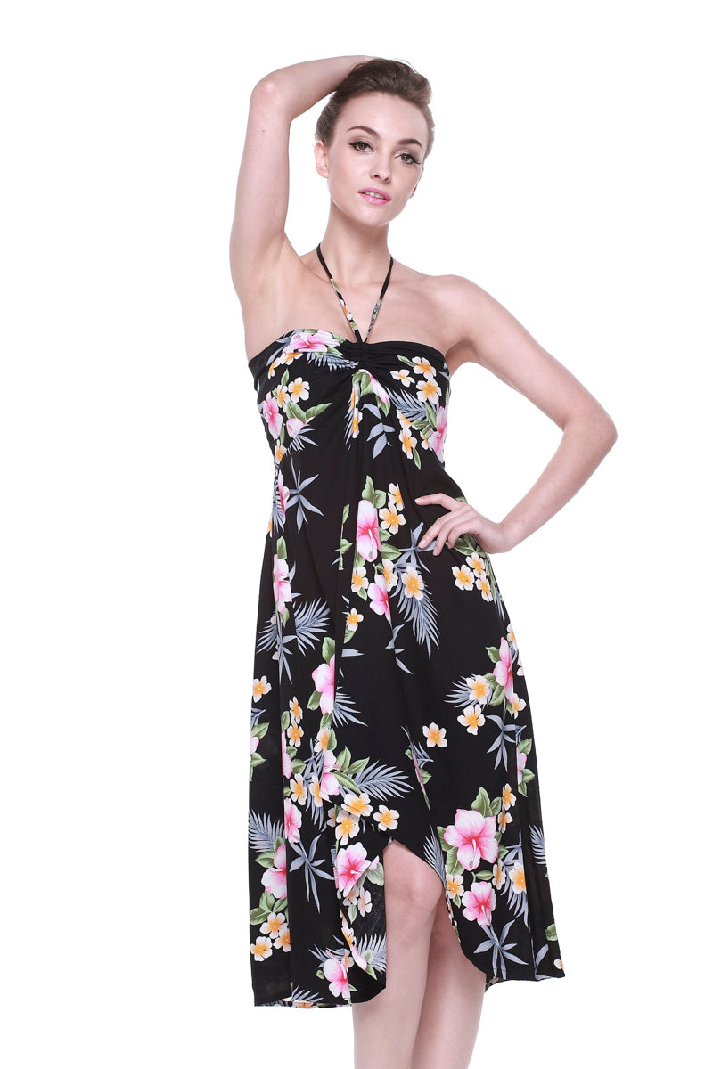 Women's Butterfly Dress in Hibiscus Black