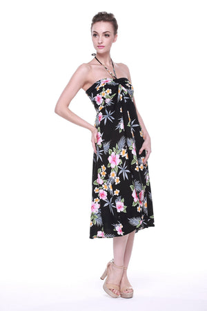 Women's Butterfly Dress in Hibiscus Black