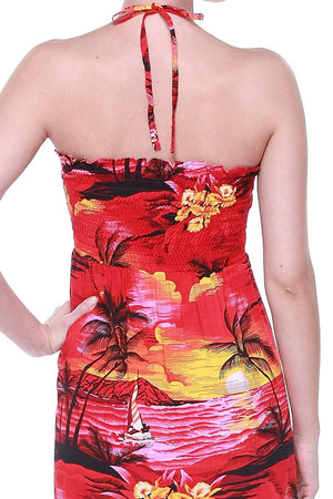 Women's Butterfly Luau Dress in Sunset Red