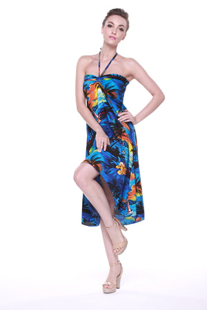 Women's Butterfly Luau Dress in Sunset Blue