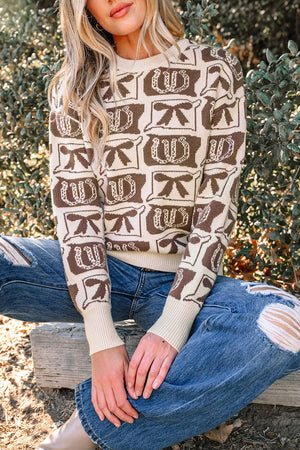 Sofia Western Fashion Print Sweater