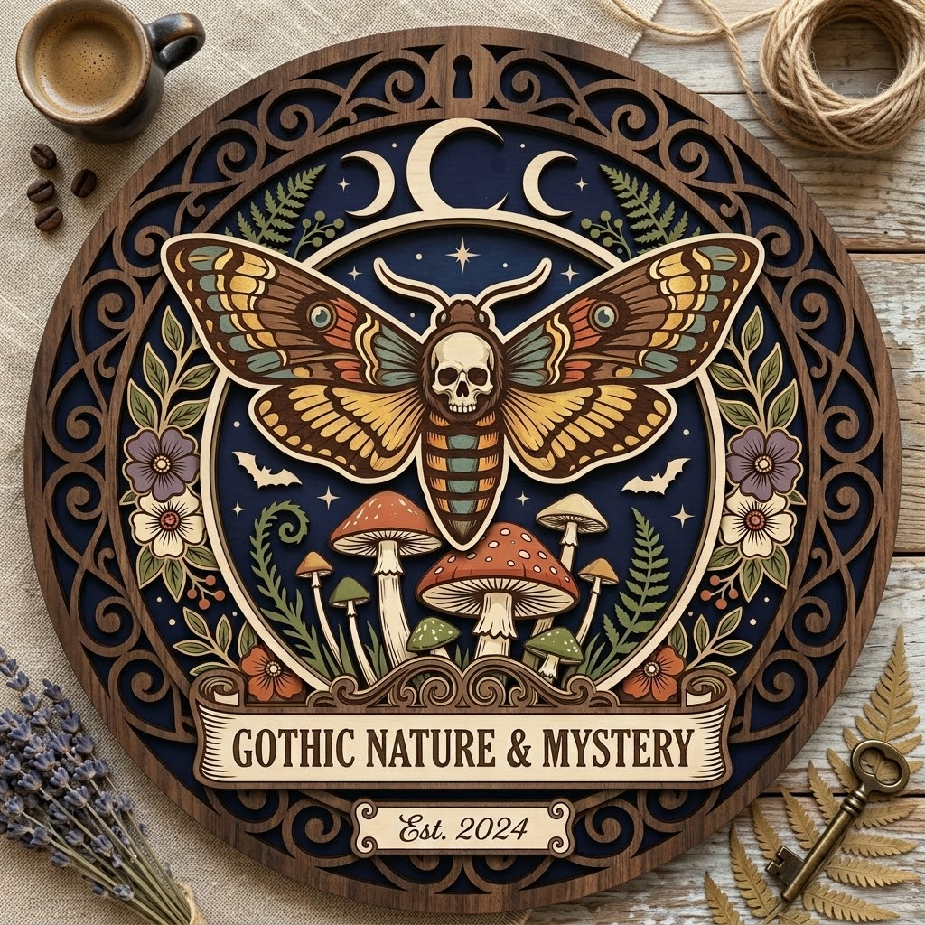 Death Moth Wooden Wall Decor, Skull Moth Wooden Sign, Gothic Wall Hanging