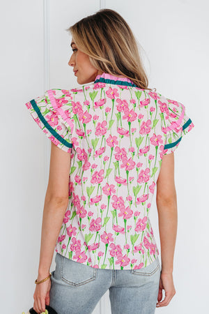 Elyse Ruffled Short Sleeve Blouse