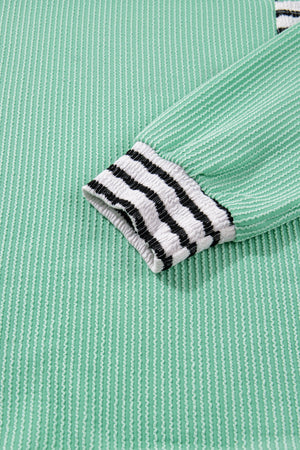 Claire Contrast Striped Patchwork Long Sleeve Top