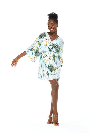 Women's Lightweight Kimono in Wispy Cereus Light Blue