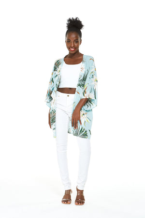 Women's Lightweight Kimono in Wispy Cereus Light Blue