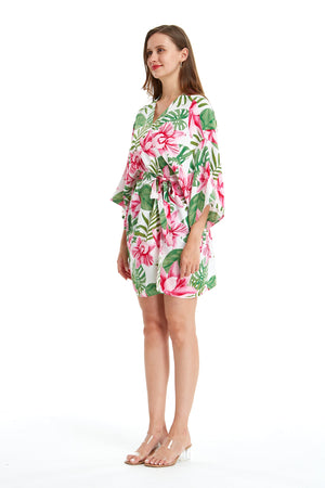 Women's Lightweight Kimono in Lotus Orchid White