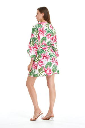 Women's Lightweight Kimono in Lotus Orchid White
