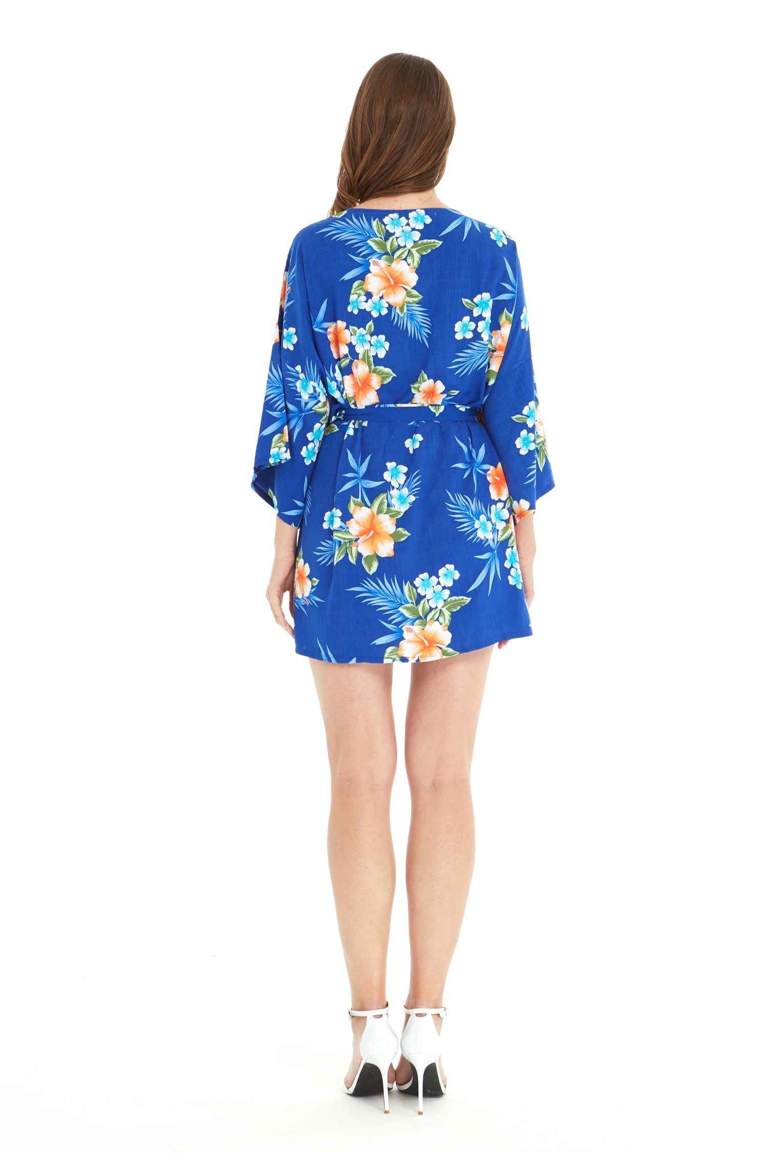 Women's Lightweight Kimono in Hibiscus Blue