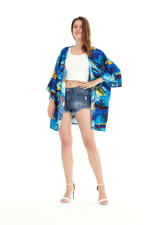Women's Lightweight Kimono in Sunset Blue