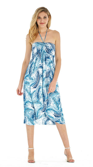 Women's Butterfly Dress in Simply Blue Leaf