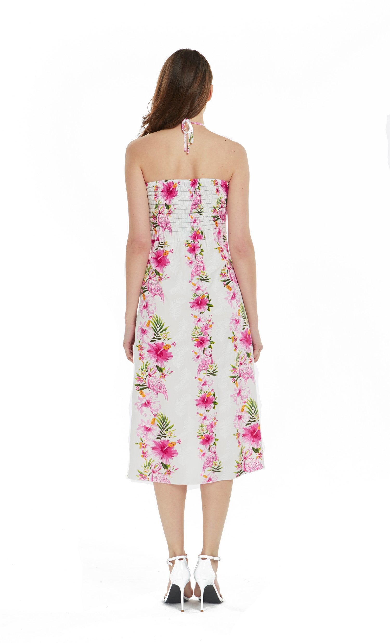 Women's Butterfly Dress in Pink Hibiscus Vine
