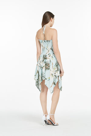 Women's Fairy Uneven Bottom Luau Dress in Wispy Cereus Light Blue