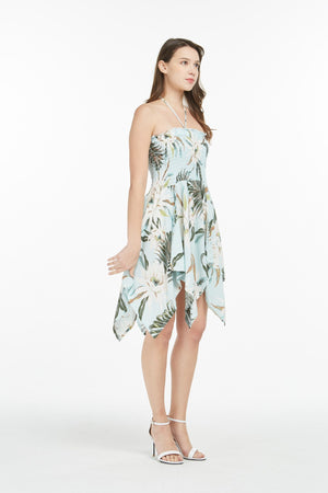 Women's Fairy Uneven Bottom Luau Dress in Wispy Cereus Light Blue