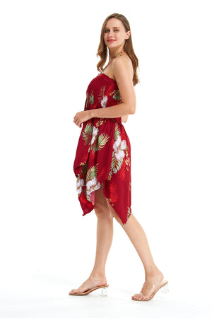 Women's Fairy Uneven Bottom Dress in Pineapple Garden Red