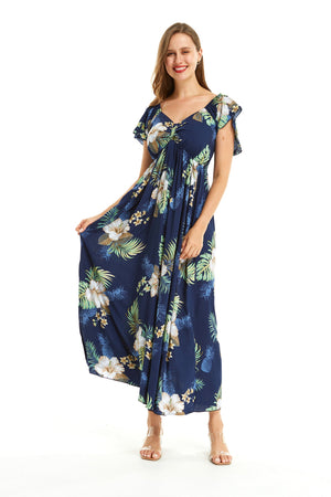 Women's Maxi Rahee Dress Pineapple Garden Navy