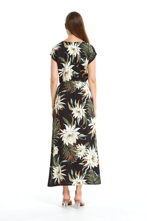 Women's Cap Sleeve Simple Dress Wispy Cereus Black