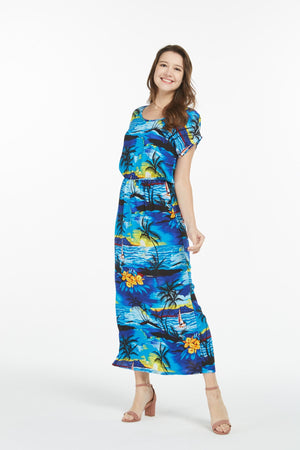 Women's Cap Sleeve Simple Dress Sunset Blue