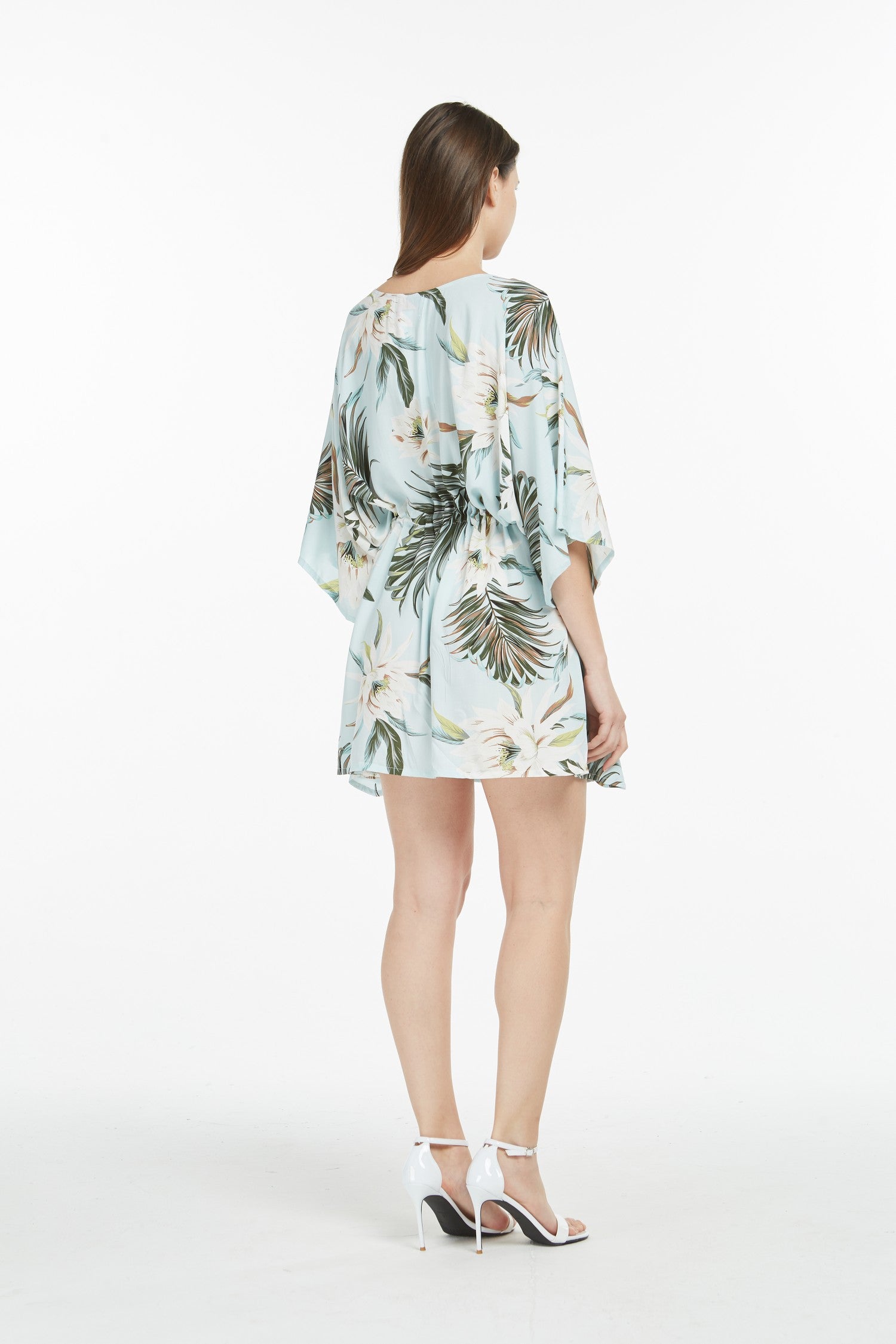 Women's Short Poncho Dress Wispy Cereus Light Blue