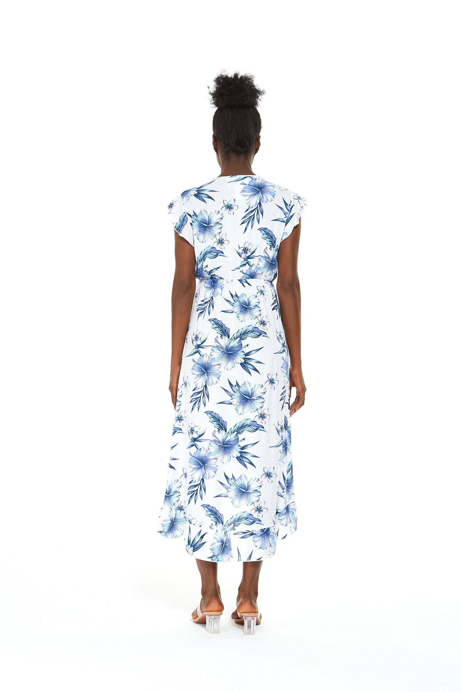 Women's Wrap Ruffle Dress in Daydream Bloom White