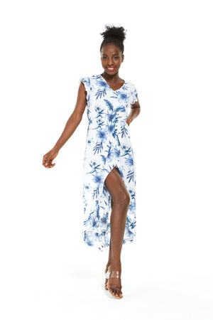 Women's Wrap Ruffle Dress in Daydream Bloom White