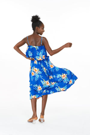 Women's Charming Muumuu Dress in Hibiscus Blue