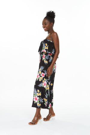 Women's Charming Muumuu Dress in Hibiscus Black