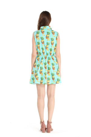 Women's Shirt Dress in Pineapple Skull