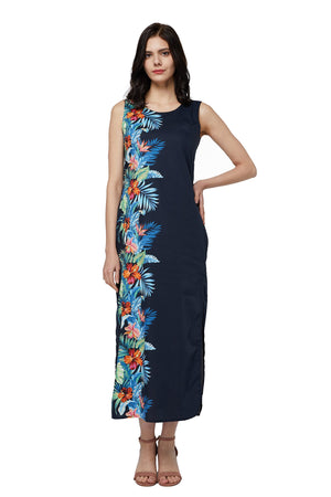 Women's Maxi Tank Dress Orchid Paradise Navy