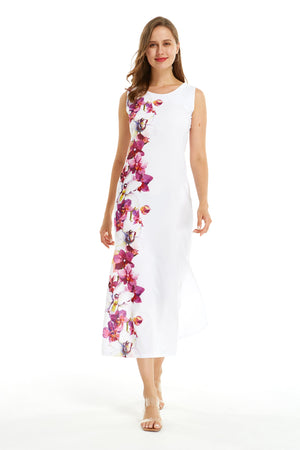 Women's Maxi Tank Dress in Watercolor Orchid