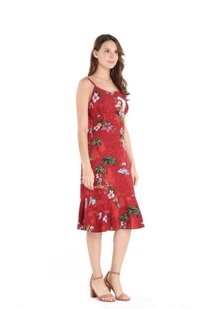 Women's Mermaid Ruffle Dress in Christmas Santa Red