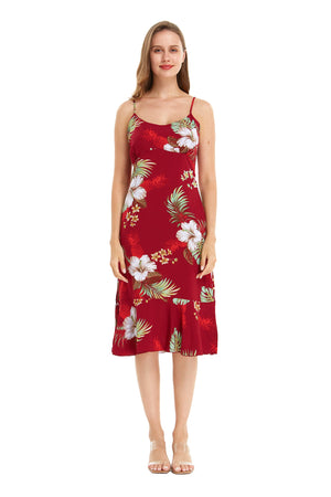 Women's Mermaid Ruffle Dress Pineapple Garden Red
