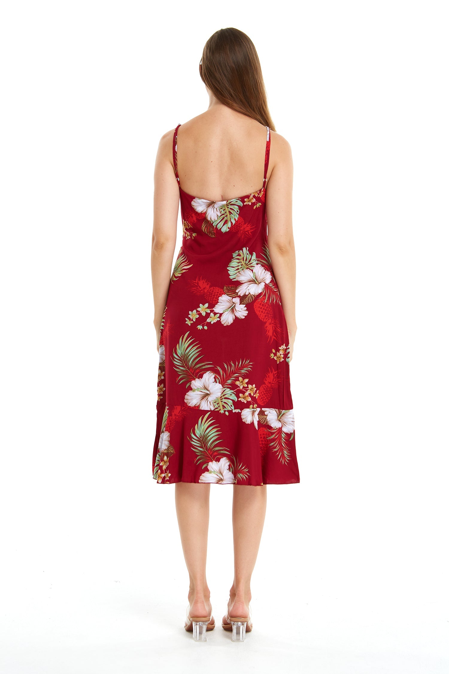 Women's Mermaid Ruffle Dress Pineapple Garden Red