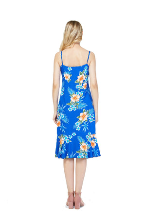 Women's Mermaid Ruffle Dress Hibiscus Blue