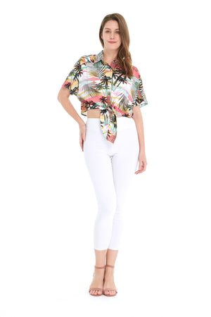 Women's Tie-up Shirt in Neon Pastel Sunset