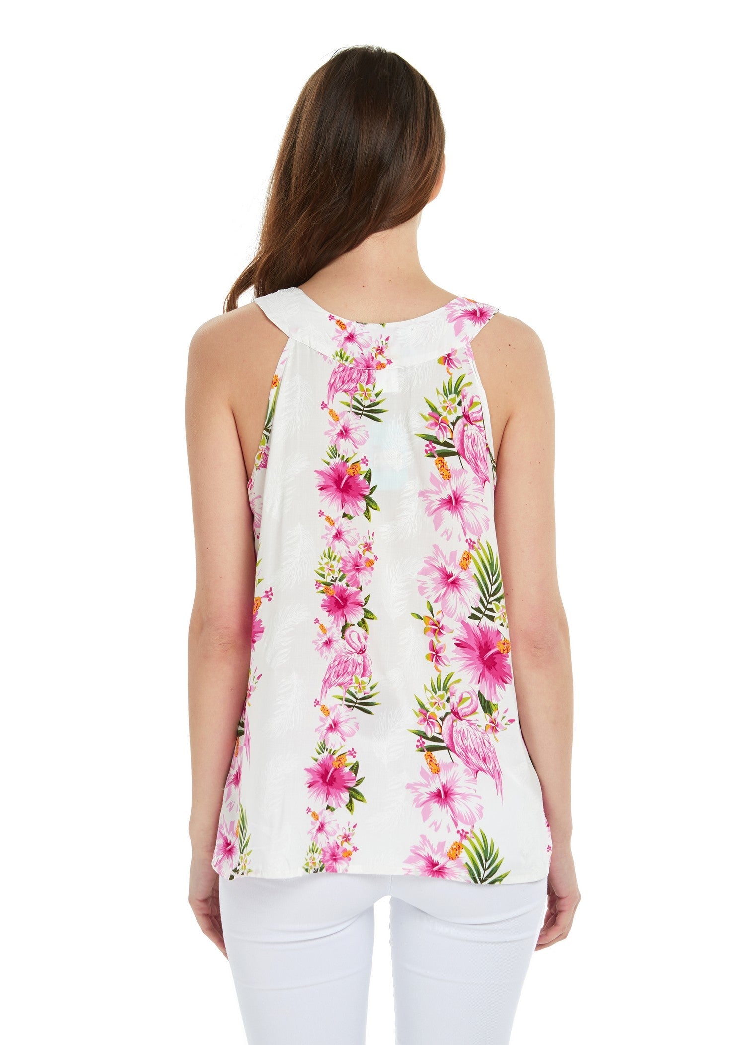 Women's Tank Top in Pink Hibiscus Vine