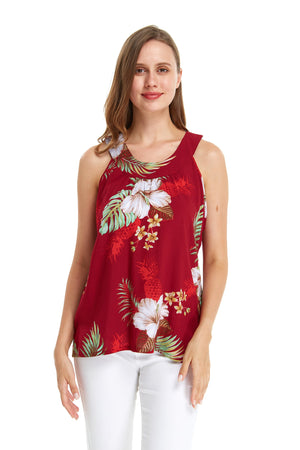 Women's Tank Top in Pineapple Garden Red