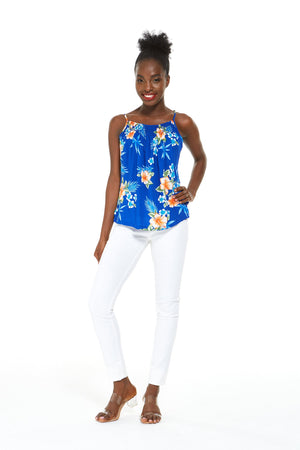 Women's Spaghetti Strap Top in Hibiscus Blue
