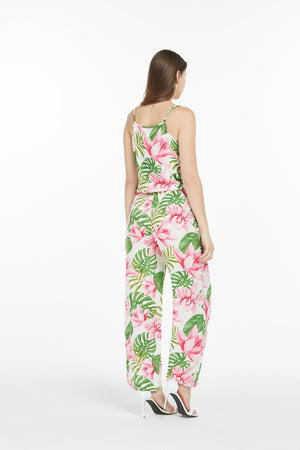 Women's Strap V with Pockets Jumpsuit in Lotus Orchid