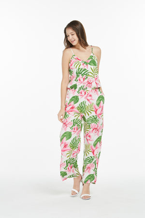 Women's Strap V with Pockets Jumpsuit in Lotus Orchid