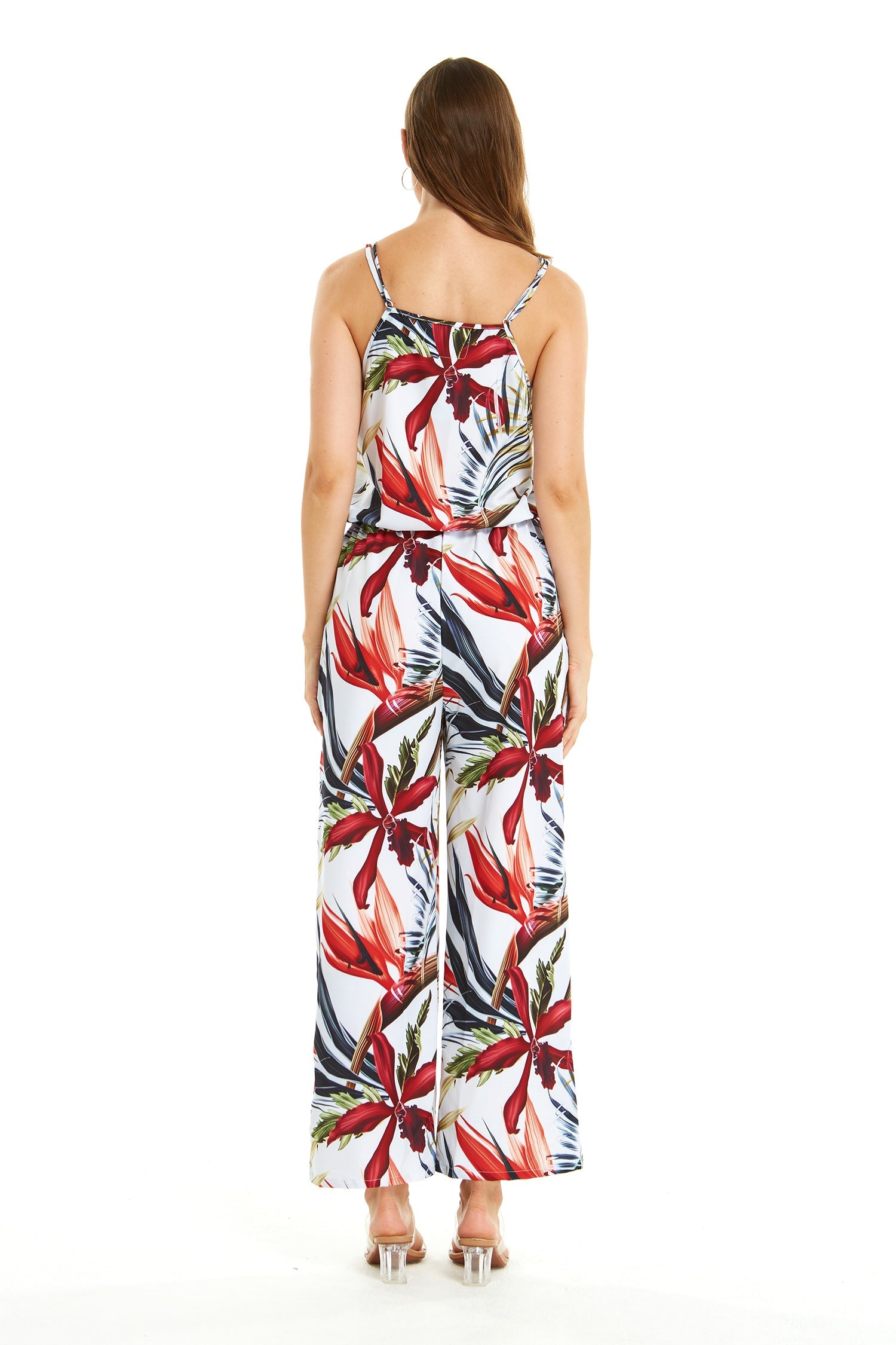 Women's Strap V with Pockets Jumpsuit in Garden at Dawn