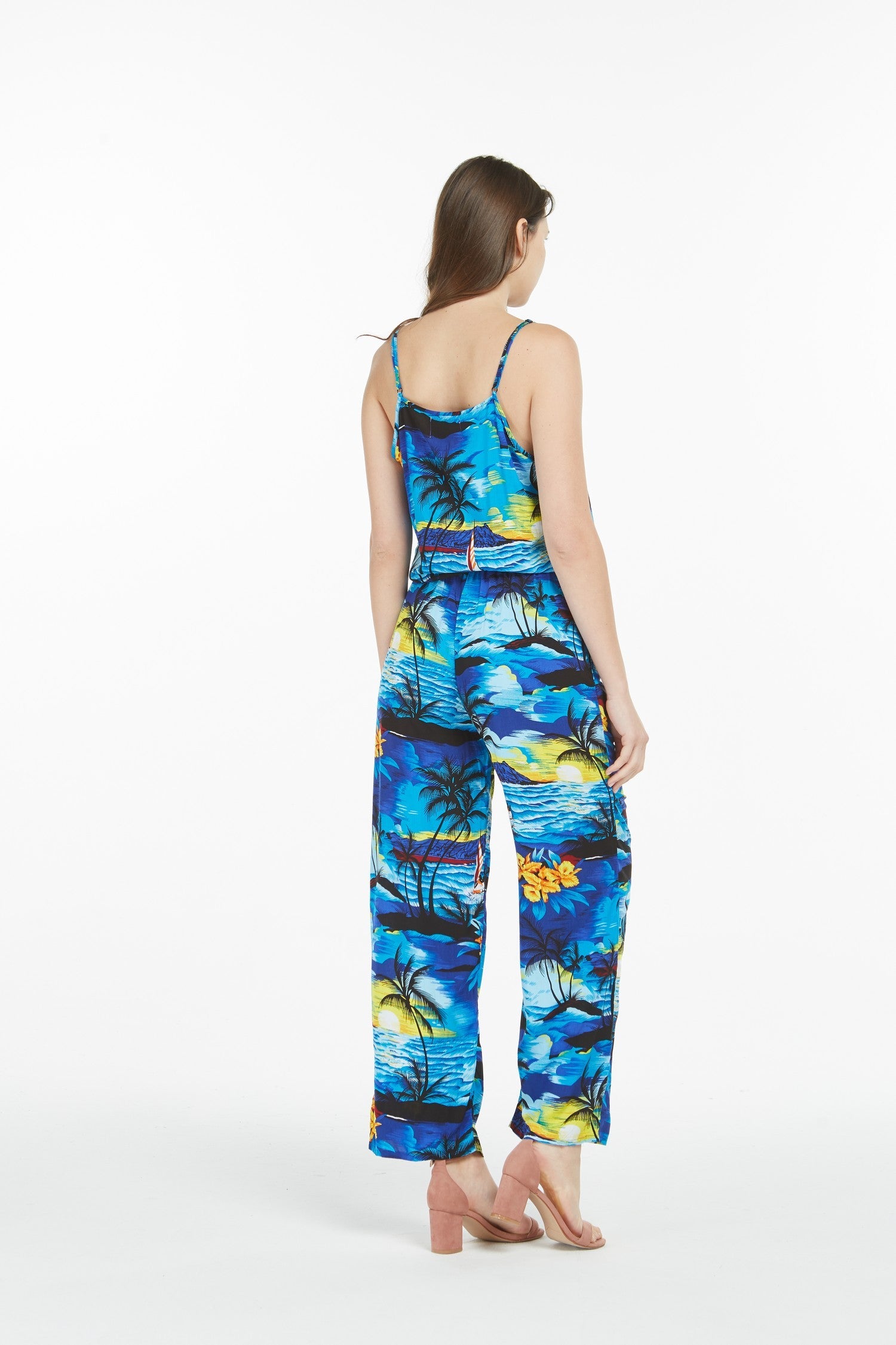 Women's Strap V with Pockets Jumpsuit in Sunset Blue