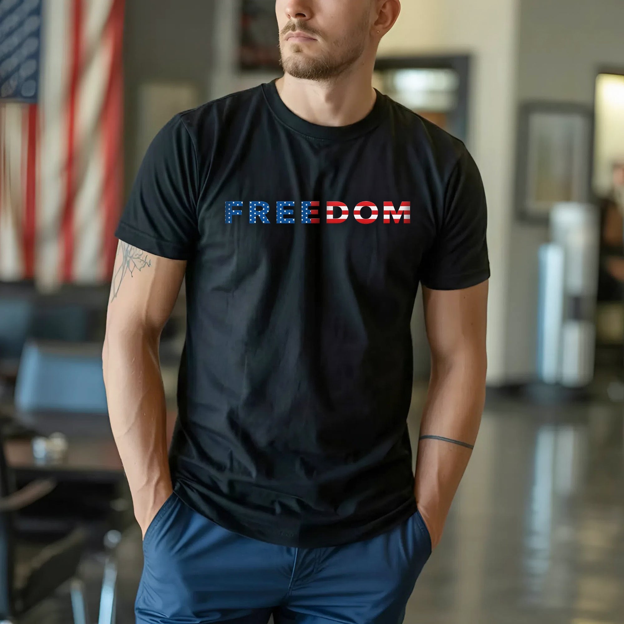 Freedom 250 Years Anniversary Dark Shirt | Patriotic 4th of July 1776–2026 Eagle US Flag - Two Sides