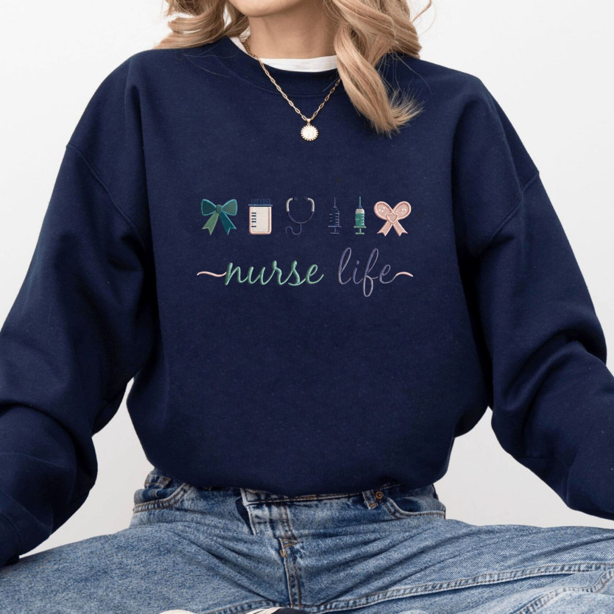 Nurse Life Embroidery File, Stethoscope Bow Medical Nurse Design