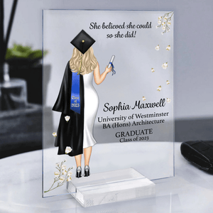 Graduation Gifts, Presents & Ideas For Her, Grad Ceremony, Commencement, Convocation, College & uni University, Personalized Custom Acrylic Plaque
