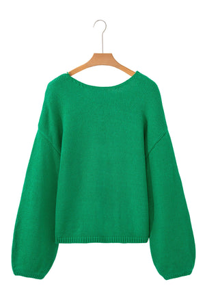 Raven Backless Bubble Sleeve Sweater
