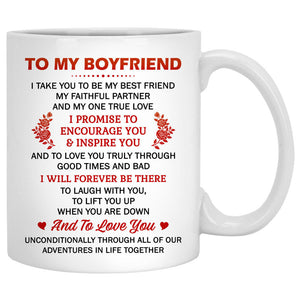 To my boyfriend Promise to encourage you and inspire you mountain customized mug, personalized Valentine's Day gift for him