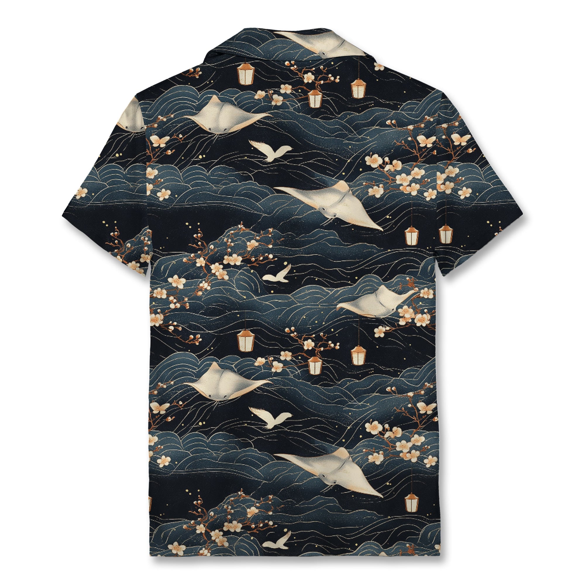 Japanese Manta Ray Wave Lantern Hawaiian Shirt