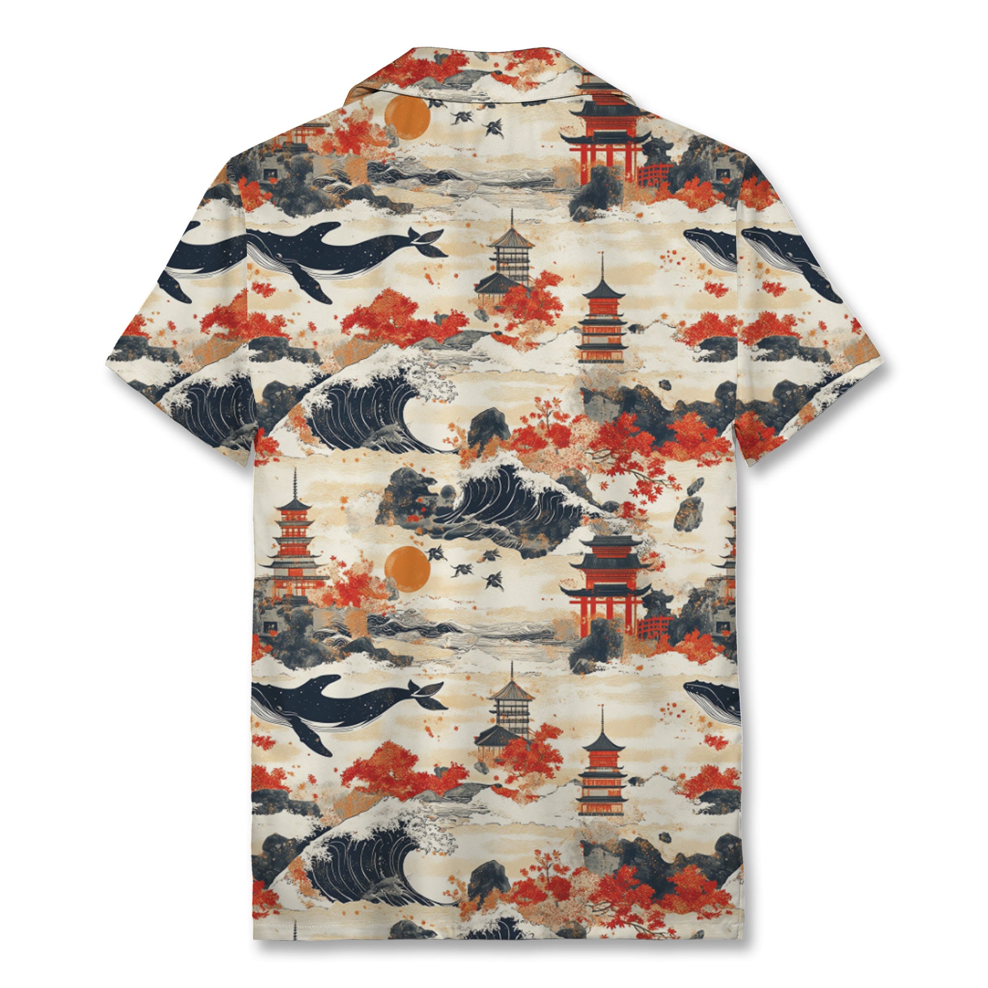 Japanese Whale Pagoda Hawaiian Shirt