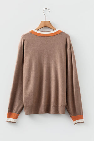 Scarlett Striped Trim Varsity Sweater